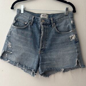 Agolde Blue Jean Shorts Distressed High-Waisted